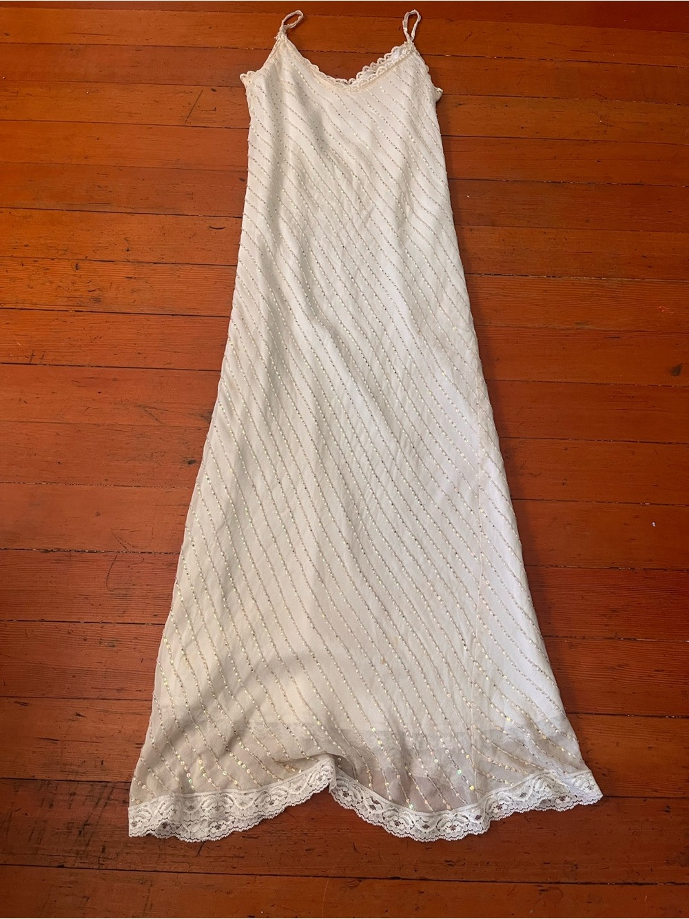 Lotta  Sequin  Slip Dress with Lace Trim